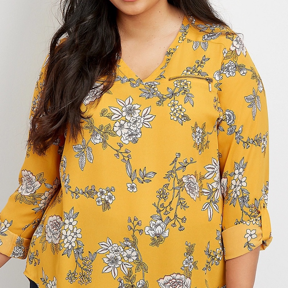 Maurices Mustard Floral Blouse